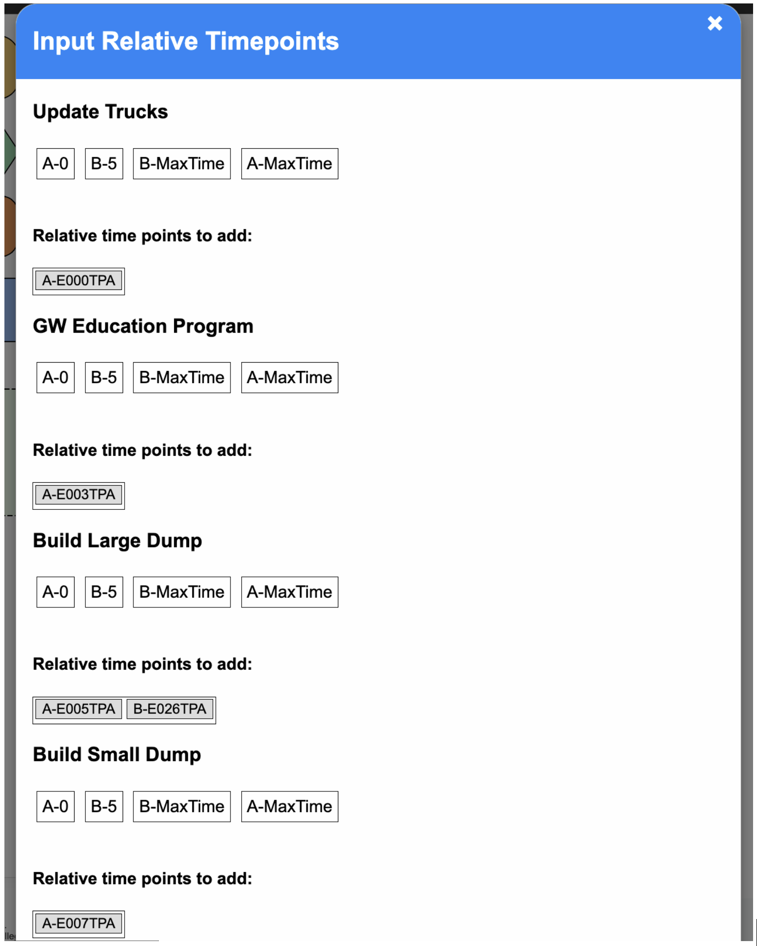 Screenshot of the time points view for the Merge interface.